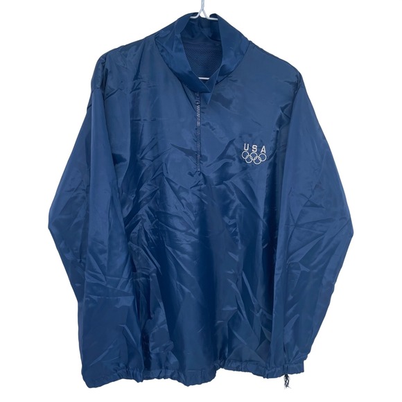 Other - Blue USA Olympics 1/4 Zip Pullover‎ Windbreaker Large Polyester United States